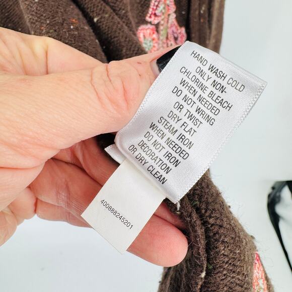 Vintage Croft & Barrow Embroidered Paisley Zip Cardigan Brown Sweater Size XL - Picture 6 of 10